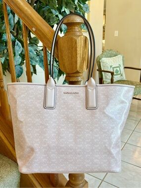 Michael Kors Jodie Large Logo Jacquard Tote Bag in Powder Blush pink